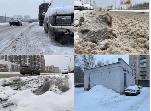 Жители Петербурга показали заваленные снегом городские улицы и тротуары