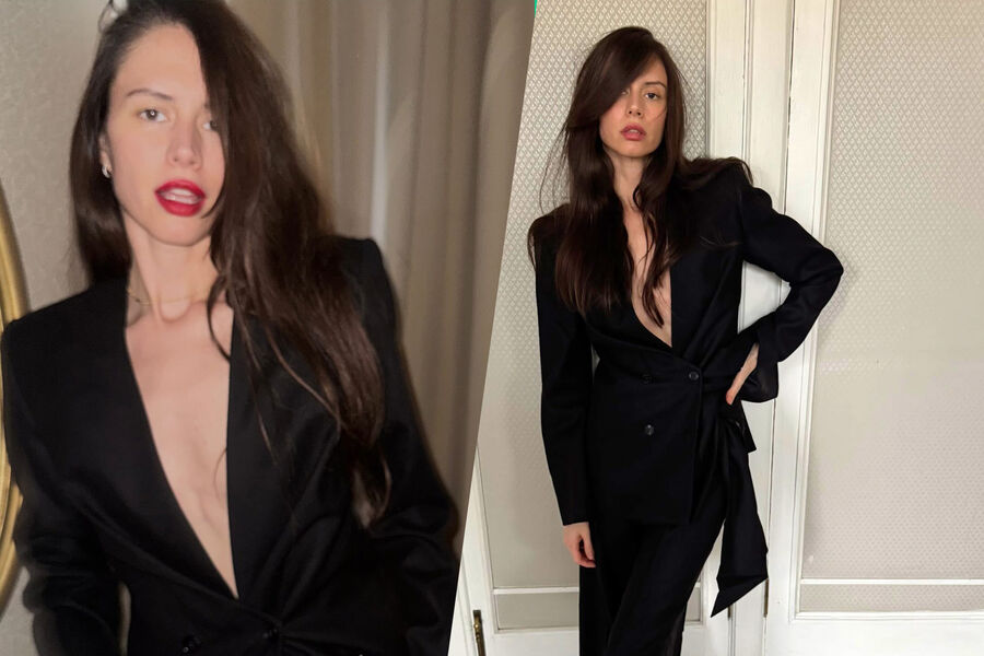 Актриса Диана Пожарская показала себя в жакете с глубоким декольте